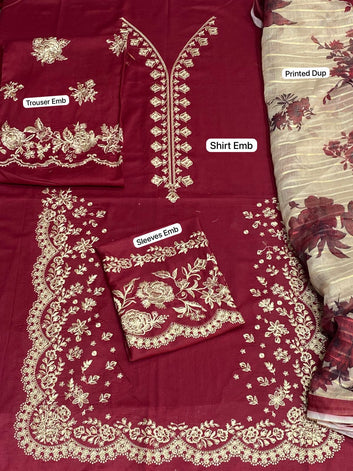 Shah Jahan Embroidered Lawn 3Pc